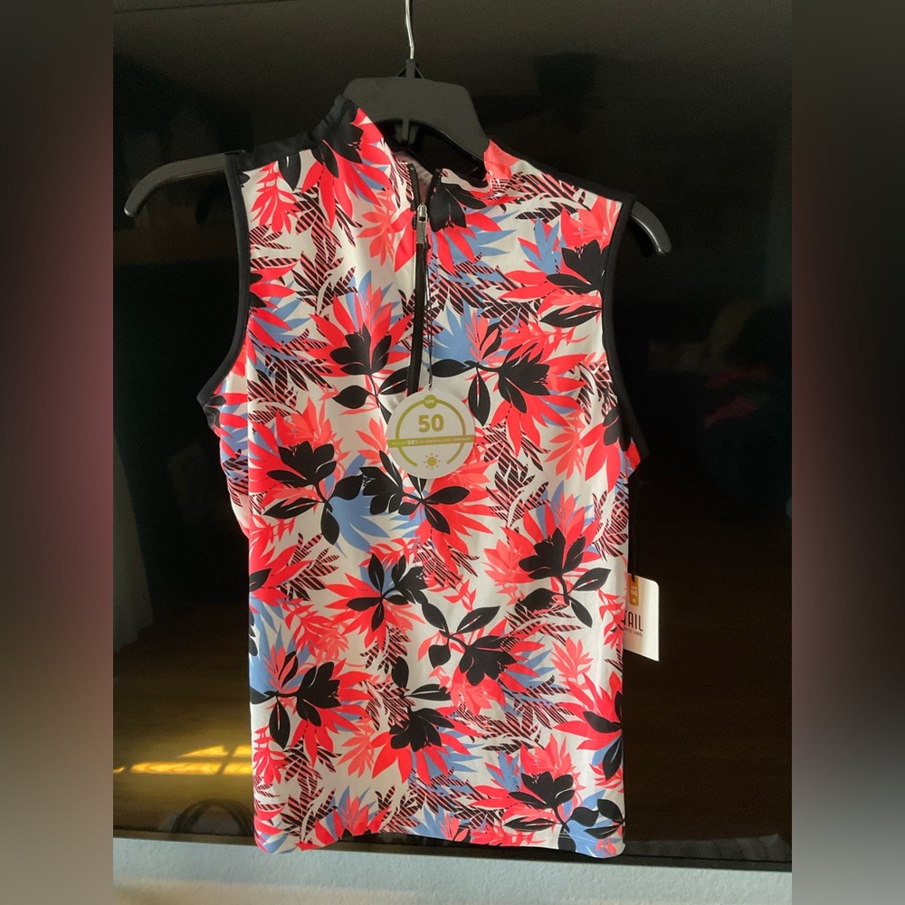Floral Sleeveless Zip-Up Top for ladies golf